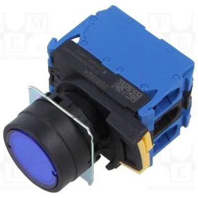Omron Interrupteur : bouton-poussoir 22 mm, position stabilisée : 2 contacts à ouverture (NO) x 2, LED, Bouton + interrupteur, Bleu Omron Interrupteur : bouton-poussoir 22 mm, position stabilisée : 2 contacts à ouverture (NO) x 2, LED, Bouton + interrupteur, Bleu