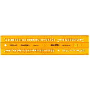 Aristo, Règle, Pochoir de caractères 3,5 mm droit (Matières plastiques) Aristo, Règle, Pochoir de caractères 3,5 mm droit (Matières plastiques)