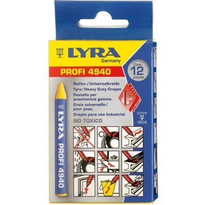 Lyra, Écriture + dessin, Oliekridt 4940 gul 9,5x90mm pk á 12stk (12x) Lyra, Écriture + dessin, Oliekridt 4940 gul 9,5x90mm pk á 12stk (12x)