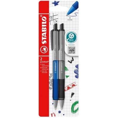 Stabilo, Stylo, Kugelschreiber pointball colorful blau/grau 2 Stück 2 Farben Blister Kartonetui (2x) Stabilo, Stylo, Kugelschreiber pointball colorful blau/grau 2 Stück 2 Farben Blister Kartonetui (2x)