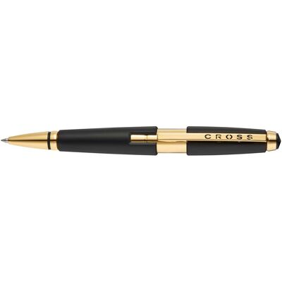 Cross, Stylo, Rollerball Edge Mattschwarz mit goldenen PVD Beschlägen Cross, Stylo, Rollerball Edge Mattschwarz mit goldenen PVD Beschlägen