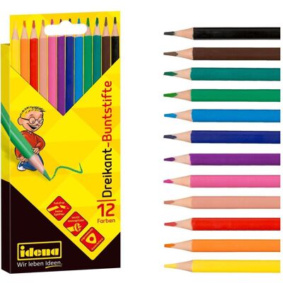 Idena, Écriture + dessin, Crayons de couleur sans bois triangulaires 12pcs (12x) Idena, Écriture + dessin, Crayons de couleur sans bois triangulaires 12pcs (12x)