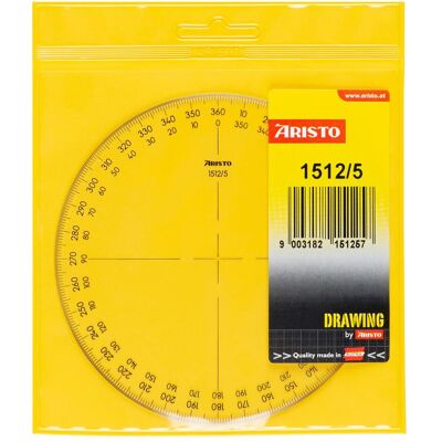 Rapporteur Aristo - 120mm - Cercle complet 360° - Acrylique Rapporteur Aristo - 120mm - Cercle complet 360° - Acrylique