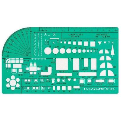 Linex, Règle, Pochoir d'architecture (20 cm, Matières plastiques) Linex, Règle, Pochoir d'architecture (20 cm, Matières plastiques)