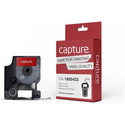 Capture, Ruban d'étiquetage, 19mm x 5.5m Blanc sur rouge (1.90 cm, Blanc, Rouge) Capture, Ruban d'étiquetage, 19mm x 5.5m Blanc sur rouge (1.90 cm, Blanc, Rouge)