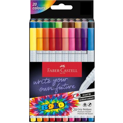 Faber-Castell, Écriture + dessin, Fasermaler Grip Boldpen. 20er Etui (20x) Faber-Castell, Écriture + dessin, Fasermaler Grip Boldpen. 20er Etui (20x)