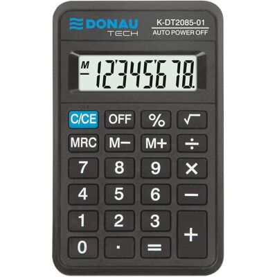 Donau, Calculatrice, Calculatrice de poche tech, 8 chiffres, affichage, dimensions 114x69x19 mm, noir (Fonctionnement sur piles) Donau, Calculatrice, Calculatrice de poche tech, 8 chiffres, affichage, dimensions 114x69x19 mm, noir (Fonctionnement sur piles)