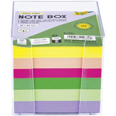 Folia, Notes adhésives, Zettelbox HAPPY VIBES transparent inkl. 700 Notizzettel bunt (90 x 90 mm) Folia, Notes adhésives, Zettelbox HAPPY VIBES transparent inkl. 700 Notizzettel bunt (90 x 90 mm)