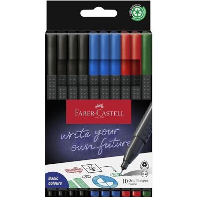 Faber-Castell, Stylo, Feutre Finepen Grip pochette 10x Office (10x) Faber-Castell, Stylo, Feutre Finepen Grip pochette 10x Office (10x)