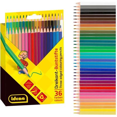 Idena, Écriture + dessin, Dreikant Crayons de couleur sans bois 36 pièces (36x) Idena, Écriture + dessin, Dreikant Crayons de couleur sans bois 36 pièces (36x)