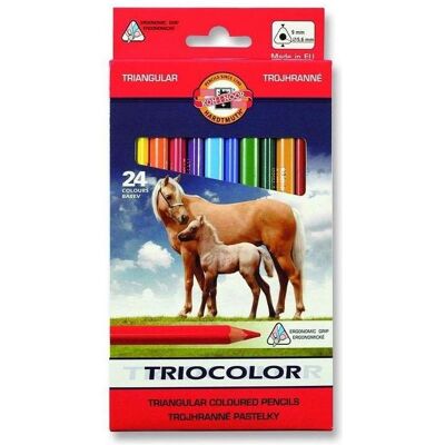 Koh-i-Noor, Écriture + dessin, Crayons triangulaires Triocolor 24 couleurs (24x) Koh-i-Noor, Écriture + dessin, Crayons triangulaires Triocolor 24 couleurs (24x)