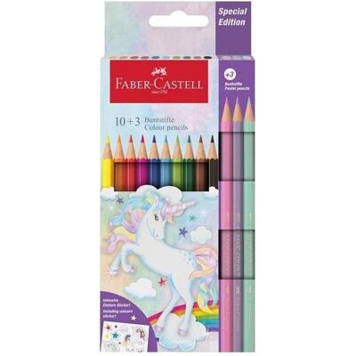 Faber-Castell, Écriture + dessin, Crayons de couleur hexagonaux licorne 10+3 couleurs (13x) Faber-Castell, Écriture + dessin, Crayons de couleur hexagonaux licorne 10+3 couleurs (13x)