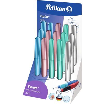 Pelikan Stylo, Twist Fllhalter Classy Neutrals, présentoir de comptoir (15x) Pelikan Stylo, Twist Fllhalter Classy Neutrals, présentoir de comptoir (15x)