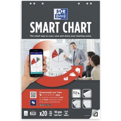 Papier pour paperboard Oxford Smart Chart 65x98cm, 20 feuilles, 3 blocs Papier pour paperboard Oxford Smart Chart 65x98cm, 20 feuilles, 3 blocs