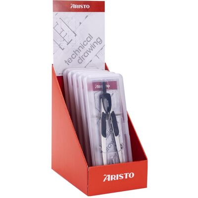 Aristo Présentoir 6 compas Studio, 3x AR55620, 3x AR55700, Compas, Rouge Aristo Présentoir 6 compas Studio, 3x AR55620, 3x AR55700, Compas, Rouge
