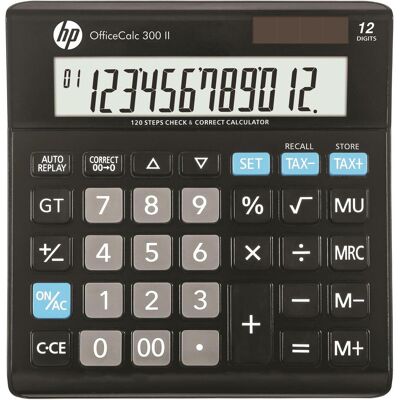 HP Calculatrice, Calculatrice de bureau OfficeCalc 300 II noire (Fonctionnement sur piles, Panneau solaire) HP Calculatrice, Calculatrice de bureau OfficeCalc 300 II noire (Fonctionnement sur piles, Panneau solaire)