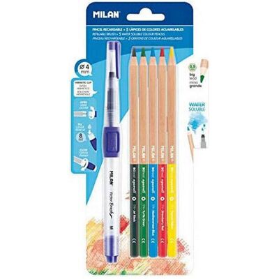Milan, Écriture + dessin, Pinceau à eau + 5 crayons aquarelle (5x) Milan, Écriture + dessin, Pinceau à eau + 5 crayons aquarelle (5x)
