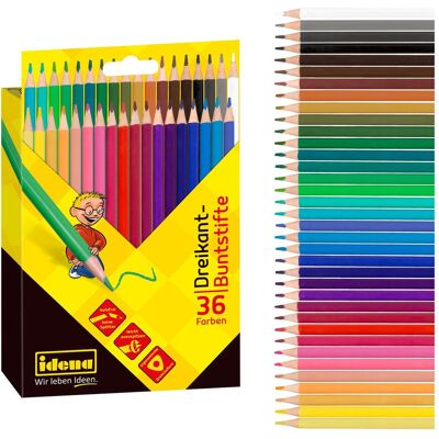 Idena, Écriture + dessin, Crayons de couleur triangulaires sans bois 36pcs (36x) Idena, Écriture + dessin, Crayons de couleur triangulaires sans bois 36pcs (36x)