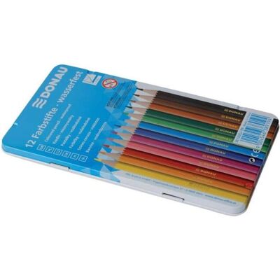 Donau, Écriture + dessin, Crayons de couleur étui en métal 12 pièces multicolore (12x) Donau, Écriture + dessin, Crayons de couleur étui en métal 12 pièces multicolore (12x)