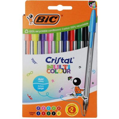 Bic, Stylo, Kugelschreiber CRISTAL MULTICO transparent, Schreibfarbe: farbsortiert, 10 St. (10x) Bic, Stylo, Kugelschreiber CRISTAL MULTICO transparent, Schreibfarbe: farbsortiert, 10 St. (10x)