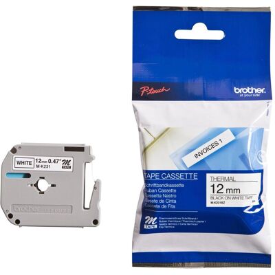 Brother Ruban d'étiquetage, MK-231BZ DirectLabel noir sur blanc 12mm x 8m noir blanc P-Touch M 9-12mm (1.20 cm, Blanc) Brother Ruban d'étiquetage, MK-231BZ DirectLabel noir sur blanc 12mm x 8m noir blanc P-Touch M 9-12mm (1.20 cm, Blanc)