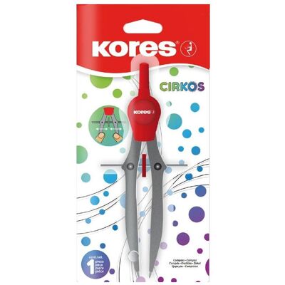 Kores Compas CIRKOS (12) Compas en plastique sur blister, Compas, Rouge, Gris Kores Compas CIRKOS (12) Compas en plastique sur blister, Compas, Rouge, Gris