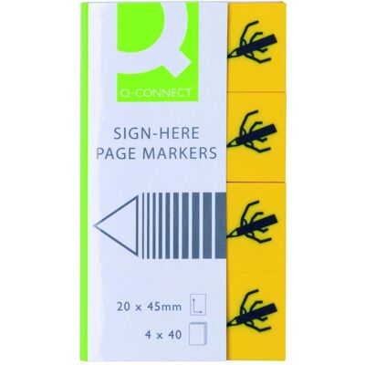 Q-Connect, Notes adhésives, Onglets pour signature, PP, 20 x 45 mm, 4 x 40 cartes. (80 x 45 mm) Q-Connect, Notes adhésives, Onglets pour signature, PP, 20 x 45 mm, 4 x 40 cartes. (80 x 45 mm)