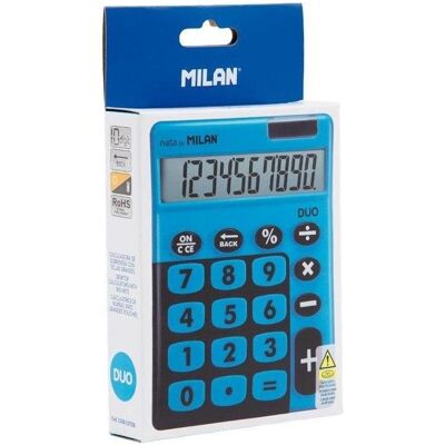 Milan, Calculatrice, Rechner 10 Artikel Touch Duo blau MAILAND (Fonctionnement sur piles, Panneau solaire) Milan, Calculatrice, Rechner 10 Artikel Touch Duo blau MAILAND (Fonctionnement sur piles, Panneau solaire)