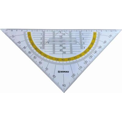 Donau, Règle, Triangle géométrique avec poignée 25 cm transparent (25 cm) Donau, Règle, Triangle géométrique avec poignée 25 cm transparent (25 cm)