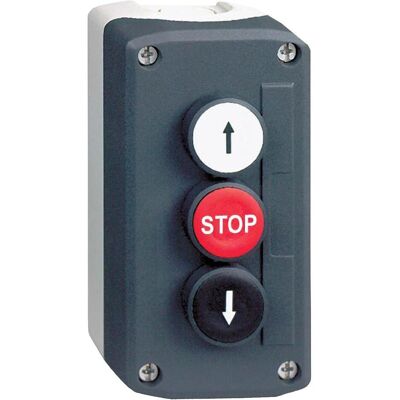 Schneider Electric Boîtier pour montage en saillie XAL-D, 3 boutons-poussoirs, XALD326, Bouton + interrupteur, Gris Schneider Electric Boîtier pour montage en saillie XAL-D, 3 boutons-poussoirs, XALD326, Bouton + interrupteur, Gris