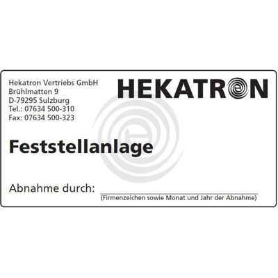 Hekatron, Alarme, Plaque de réception FSA 3740888 Hekatron, Alarme, Plaque de réception FSA 3740888