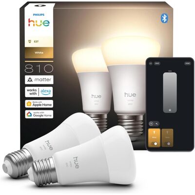 Philips Hue, Ampoule, White smarte Lampe (E27, 810 lm, 2x) Philips Hue, Ampoule, White smarte Lampe (E27, 810 lm, 2x)