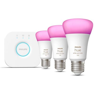 Philips Hue, Ampoule, Kit de démarrage (E27, 1100 lm, 3x) Philips Hue, Ampoule, Kit de démarrage (E27, 1100 lm, 3x)