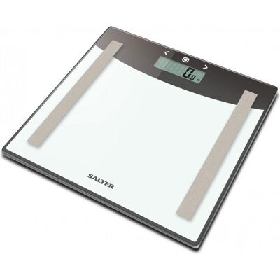 Salter, Pèse-personne, 9137 SVWH3R Échelle d'analyseur de verre blanc argenté (180 kg) Salter, Pèse-personne, 9137 SVWH3R Échelle d'analyseur de verre blanc argenté (180 kg)