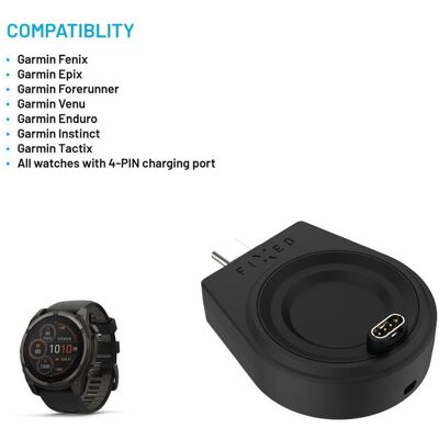 Fixed USB-C Garmin Ladeadapter, Montre connectée : accessoires, Noir Fixed USB-C Garmin Ladeadapter, Montre connectée : accessoires, Noir