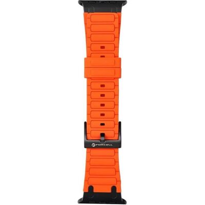Forcell Strap F-DESIGN FA06 silicone strap for APPLE Watch 42 / 44 / 45 / 49 mm orange (Silicone), Sangles de montre, Orange, Noir Forcell Strap F-DESIGN FA06 silicone strap for APPLE Watch 42 / 44 / 45 / 49 mm orange (Silicone), Sangles de montre, Orange, Noir