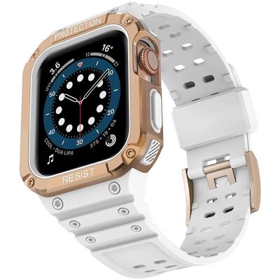 Hurtel Protect Strap Band with Case for Apple Watch 7 / SE (41/40 / 38mm) Case Armored Watch Cover Whi (Matières plastiques, TPU), Sangles de montre, Blanc, Or, Rose Hurtel Protect Strap Band with Case for Apple Watch 7 / SE (41/40 / 38mm) Case Armored Watch Cover Whi (Matières plastiques, TPU), Sangles de montre, Blanc, Or, Rose