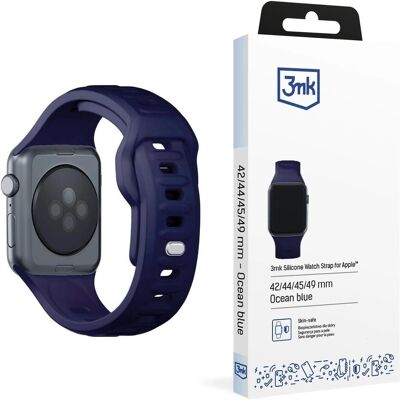 3MK Silicone Watch Strap granatowy/ocean blue dla Apple Watch 42/44/45/49mm (Acier inoxydable, Silicone), Sangles de montre, Bleu 3MK Silicone Watch Strap granatowy/ocean blue dla Apple Watch 42/44/45/49mm (Acier inoxydable, Silicone), Sangles de montre, Bleu