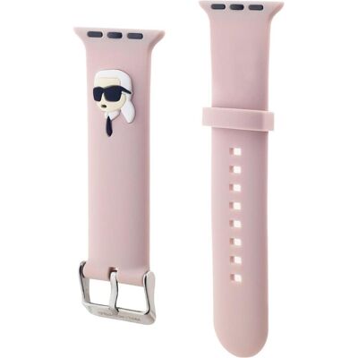 Karl Lagerfeld Karl Head NFT Watch Strap pour Apple Watch 42/44/45/46/49 Pink (49 mm, Silicone), Sangles de montre, Rose Karl Lagerfeld Karl Head NFT Watch Strap pour Apple Watch 42/44/45/46/49 Pink (49 mm, Silicone), Sangles de montre, Rose