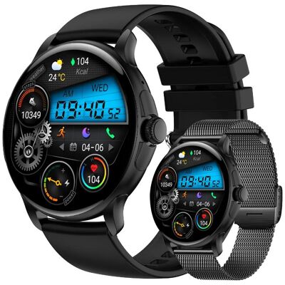 Rubicon Damen-Smartwatch RNCF35 SCHWARZ Armband + Armband (46 mm, sans carte SIM), Montre connectée Rubicon Damen-Smartwatch RNCF35 SCHWARZ Armband + Armband (46 mm, sans carte SIM), Montre connectée