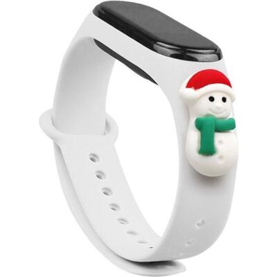 Bracelet en silicone blanc festif pour Xiaomi Mi Band 3 / Mi Band 4 - Accessoire Bracelet en silicone blanc festif pour Xiaomi Mi Band 3 / Mi Band 4 - Accessoire
