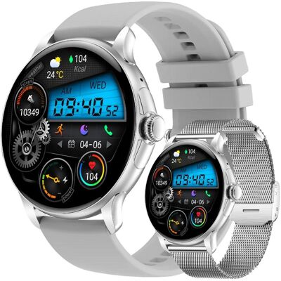 Rubicon Damen-Smartwatch RNCF35 SILBER Armband + Armband (46 mm, sans carte SIM), Montre connectée Rubicon Damen-Smartwatch RNCF35 SILBER Armband + Armband (46 mm, sans carte SIM), Montre connectée