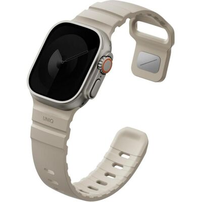 Uniq Bracelet Alton pour Apple Watch 49/46/45/44 mm, silicone couleur sable (Acier inoxydable, Silicone), Sangles de montre, Beige Uniq Bracelet Alton pour Apple Watch 49/46/45/44 mm, silicone couleur sable (Acier inoxydable, Silicone), Sangles de montre, Beige