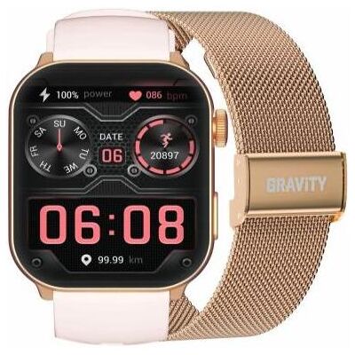 Gravity SMARTWATCH UNISEX GT28-6 - ROZMOWY BLUETOOTH, DODATKOWY PASEK (sg037f) (Mesh, Silicone), Sangles de montre, Pink Gravity SMARTWATCH UNISEX GT28-6 - ROZMOWY BLUETOOTH, DODATKOWY PASEK (sg037f) (Mesh, Silicone), Sangles de montre, Pink