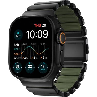 Nomad Stratos Band Black Titanium Forest Green FKM AW 45/46/49mm (Caoutchouc, FKM, Titane), Sangles de montre, Vert, Noir Nomad Stratos Band Black Titanium Forest Green FKM AW 45/46/49mm (Caoutchouc, FKM, Titane), Sangles de montre, Vert, Noir