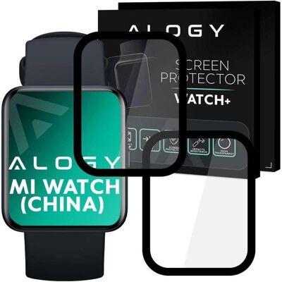 Alogy Full Glue 2x flexible 3D Glass for Xiaomi Mi Watch (China version) Black universal, Film de protection pour smartwatch, Noir Alogy Full Glue 2x flexible 3D Glass for Xiaomi Mi Watch (China version) Black universal, Film de protection pour smartwatch, Noir