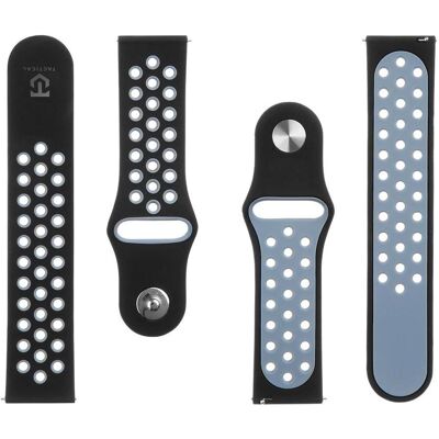 Source Double Silicone Band 22mm (22 mm, Silicone), Sangles de montre, Gris, Noir Source Double Silicone Band 22mm (22 mm, Silicone), Sangles de montre, Gris, Noir
