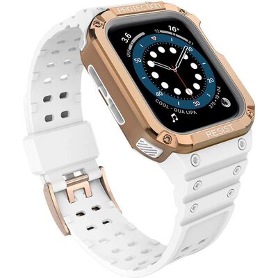 Hurtel Protect Strap Band with Case for Apple Watch 7 / SE (41/40 / 38mm) Case Armored Watch Cover Whi (Matières plastiques, Plastique, TPU), Sangles de montre, Or, Rose, Blanc Hurtel Protect Strap Band with Case for Apple Watch 7 / SE (41/40 / 38mm) Case Armored Watch Cover Whi (Matières plastiques, Plastique, TPU), Sangles de montre, Or, Rose, Blanc