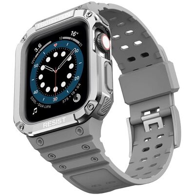 Hurtel Protect Strap Band with Case for Apple Watch 7 / SE (41/40 / 38mm) Case Armored Watch Cover Gra (Matières plastiques, TPU), Sangles de montre, Gris, Argent Hurtel Protect Strap Band with Case for Apple Watch 7 / SE (41/40 / 38mm) Case Armored Watch Cover Gra (Matières plastiques, TPU), Sangles de montre, Gris, Argent