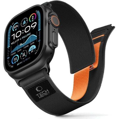 Tech-Protect Nylon Elite Strap for Apple Watch 44 / 45 / 46 / 49 mm - Black amp Orange (Nylon), Sangles de montre, Orange, Noir Tech-Protect Nylon Elite Strap for Apple Watch 44 / 45 / 46 / 49 mm - Black amp Orange (Nylon), Sangles de montre, Orange, Noir